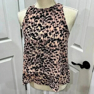 Banana Republic sleeveless abstract print zip back layered top, tank, shirt